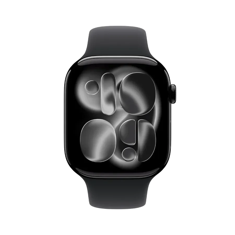 Apple Watch Series 11 GPS + Cellular,  Спортивний ремінець чорного кольору, M/L, 46mm, Jet Black Aluminium