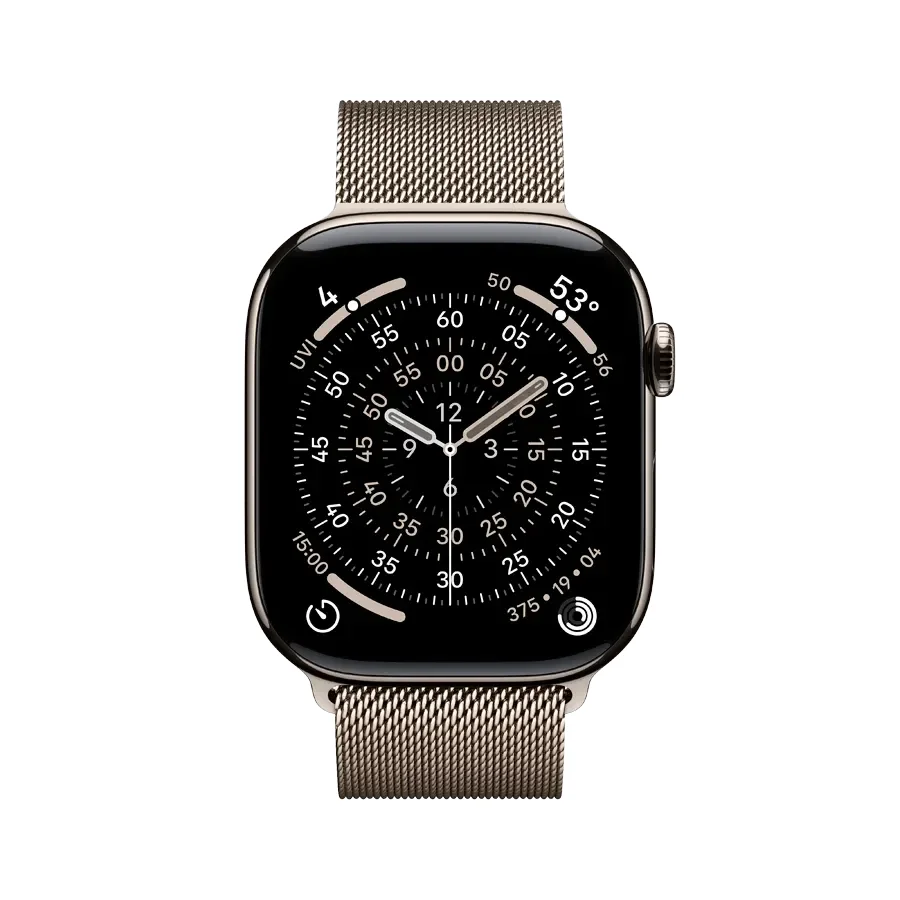 Apple Watch Series 11 GPS + Cellular,  Natural Milanese Loop, M/L, 46mm, Natural Titanium