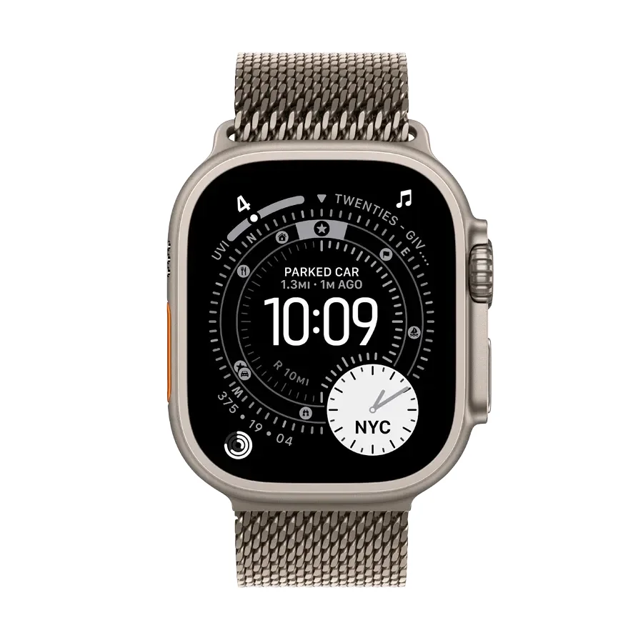 Apple Watch Ultra 3,  Natural Titanium Milanese Loop, S, 49mm, Natural