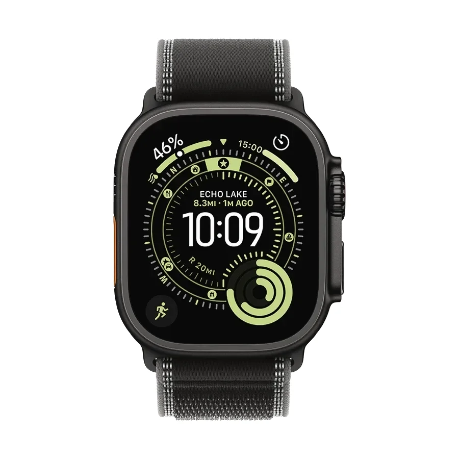 Apple 49mm Trail Loop - M/L Ремінець Trail Loop - Natural Titanium Finish Black/Charcoal за Apple Watch 44 mmApple Watch 45 mmApple Watch 46 mmApple Watch 49 mm 44/45/46/49 mm