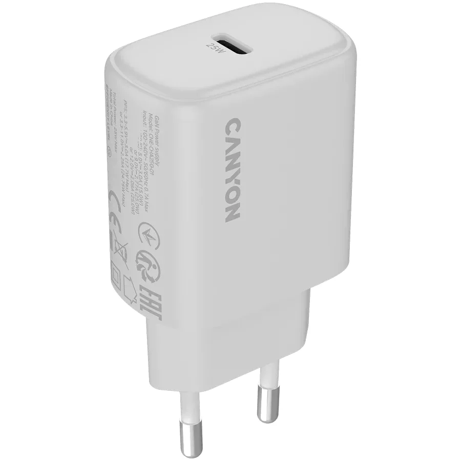 CANYON Адаптер живлення OnCharge 250 1*USB-C 1*USB Тип C, 25 Ват