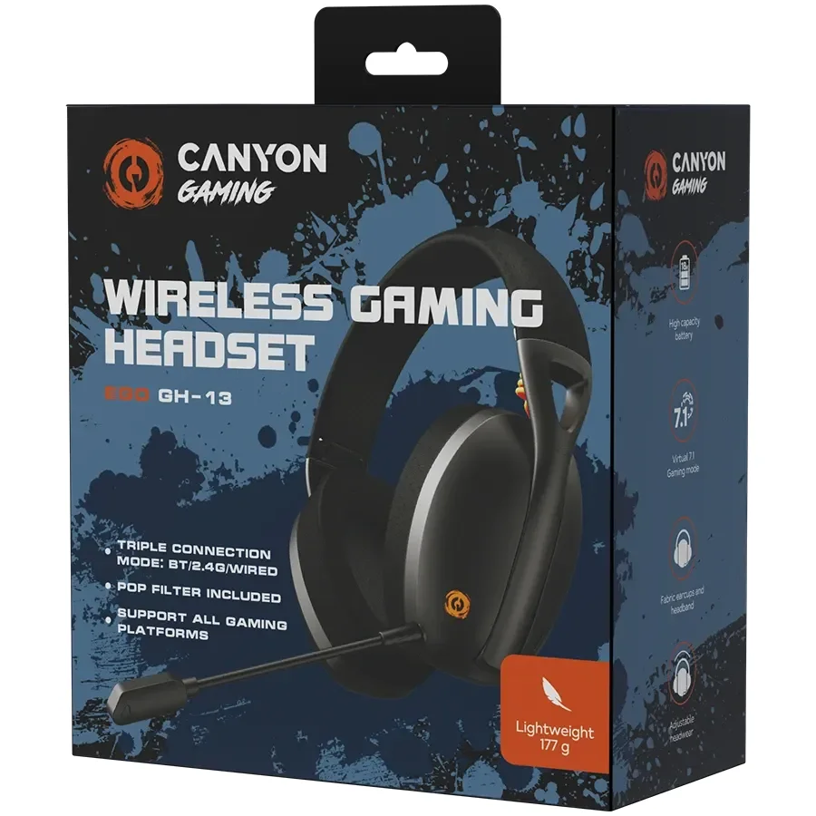 CANYON Ego GH-13 {Провідне і бездротове} Гарнітура, Чорний
