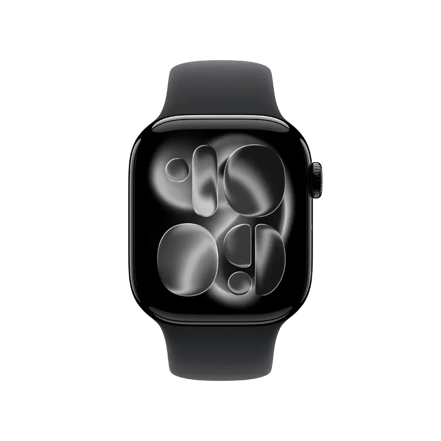 Apple Watch Series 11 GPS + Cellular,  Спортивний ремінець чорного кольору, S/M, 42mm, Jet Black Aluminium