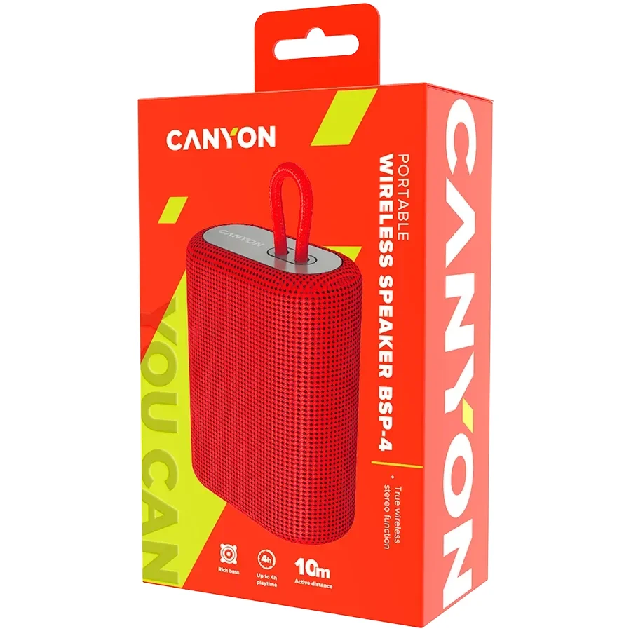 CANYON Портативна акустична система BSP-4, Червоний