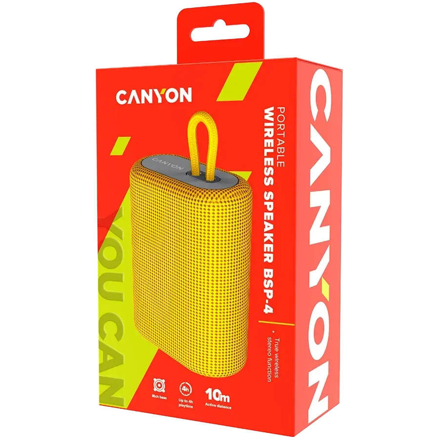 CANYON Портативна акустична система BSP-4, Жовтий