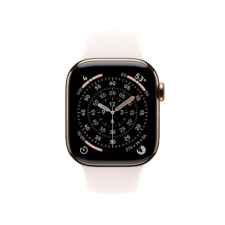 Apple Watch Series 11 GPS + Cellular,  Light Blush Sport Band, M/L, 42mm, Gold Titanium