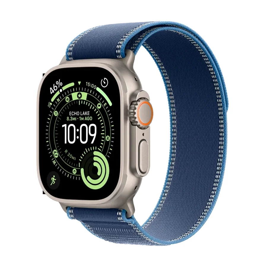 Apple Watch Ultra 3, Blue/Bright Blue Trail Loop, M/L, 49mm, Natural