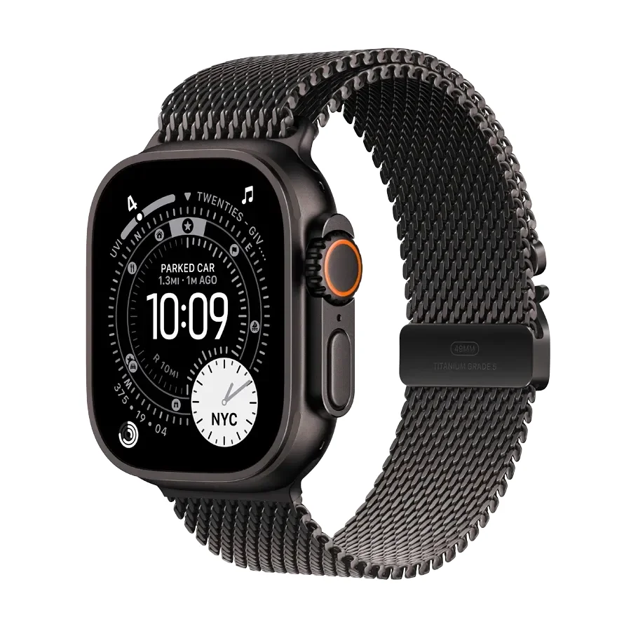 Apple Watch Ultra 3, Black Titanium Milanese Loop, Розмір M, 49mm, Чорний